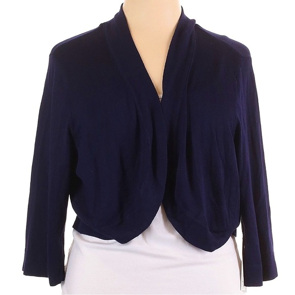 Eliza J Dark Navy Blue Bolero Open Front Cardigan Sweater Plus Size 3X NWT - Picture 1 of 6